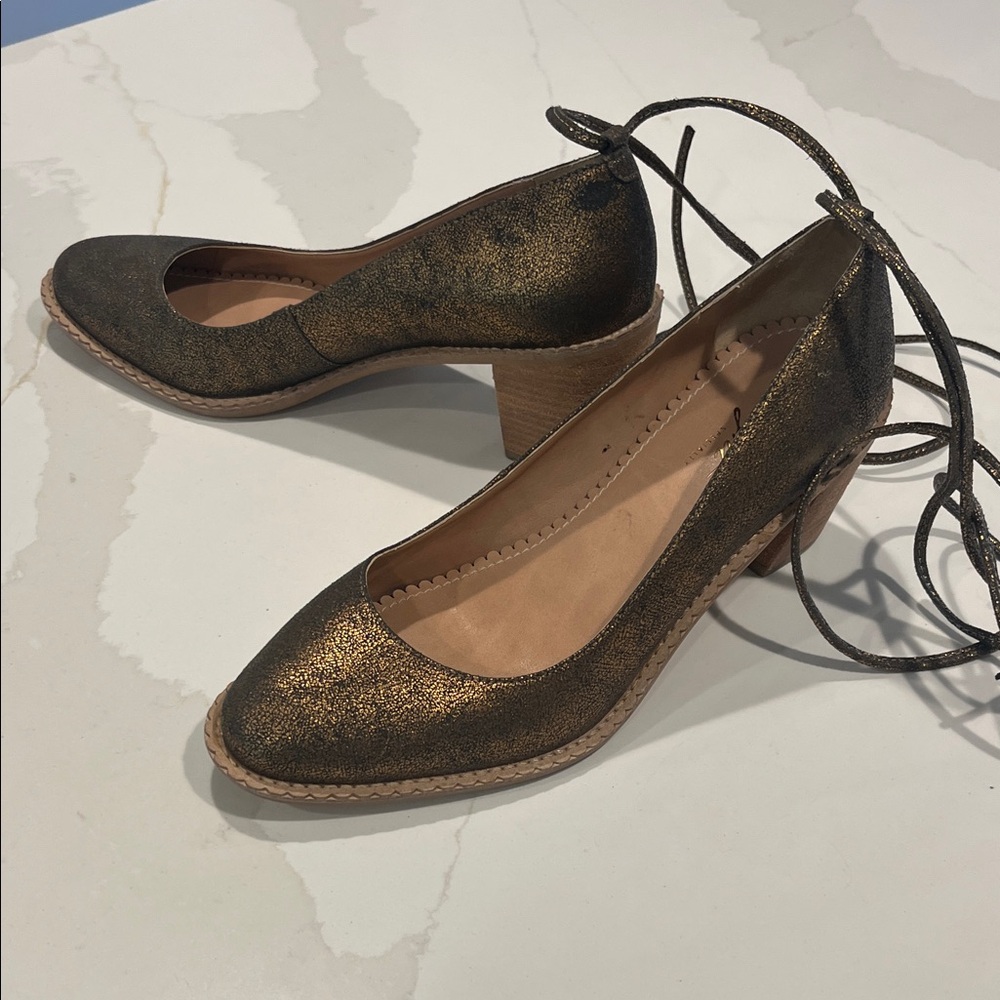 Miss Albright Elegant Copper Women's Block Heel Shoes